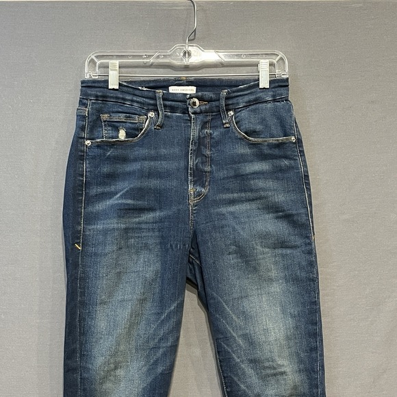 Good American Tapered Leg Skinny Jeans Women's 8/29 Blue High Rise Distressed - Picture 2 of 12
